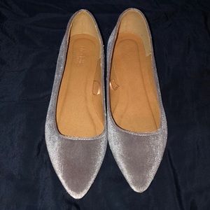 Grey/ Silver Velvet Flats